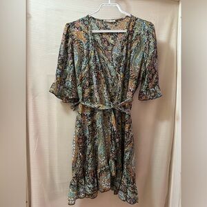 Newbury Kustom Boho Paisley Wrap Dress – Size Large